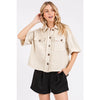 Boxy Mineral Wash Top in Oatmeal (REG)