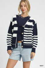 Irregular Stripe Cardigan in Navy (REG)