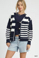 Irregular Stripe Cardigan in Navy (REG)