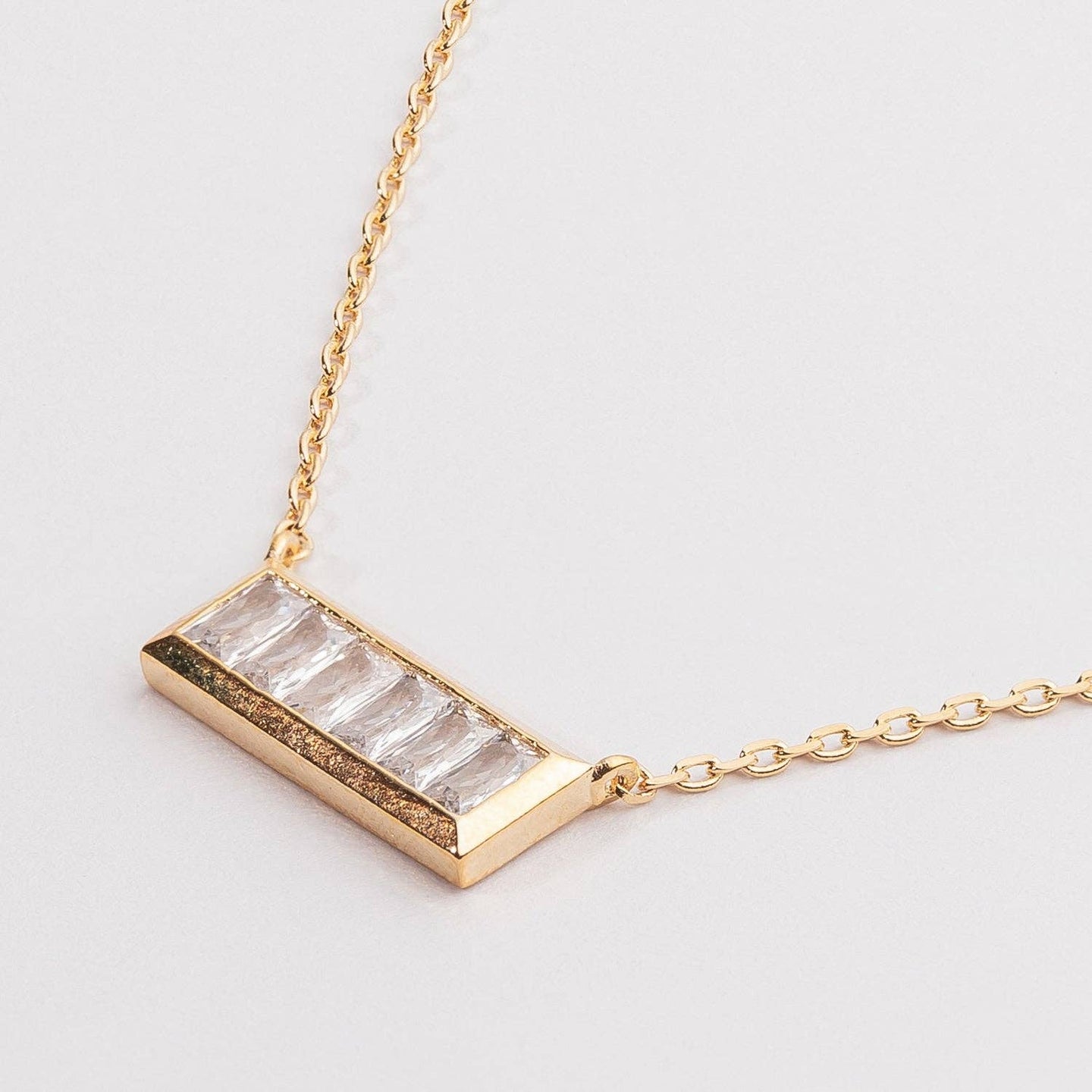 Gold Bar Baguette Necklace