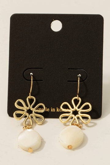Shell And Flower Dangle Earrings