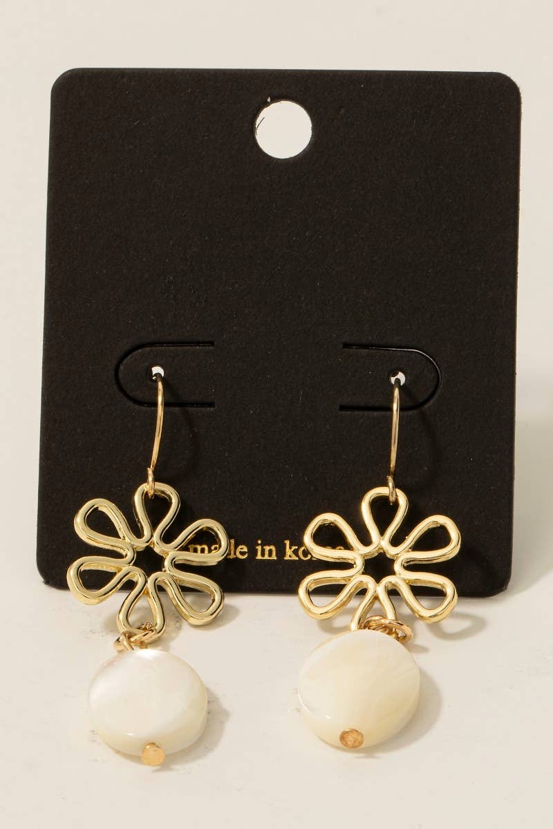 Shell And Flower Dangle Earrings