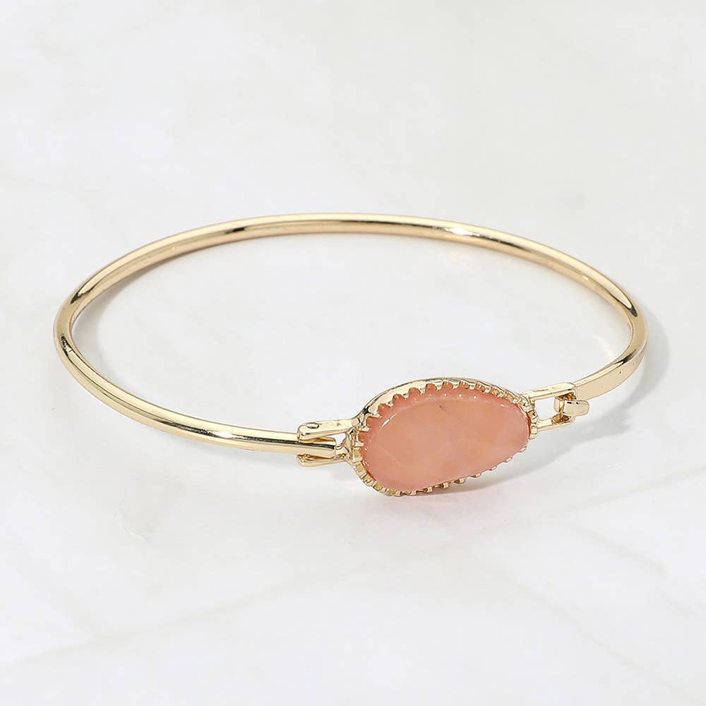 Oval Stone Bangle Bracelet