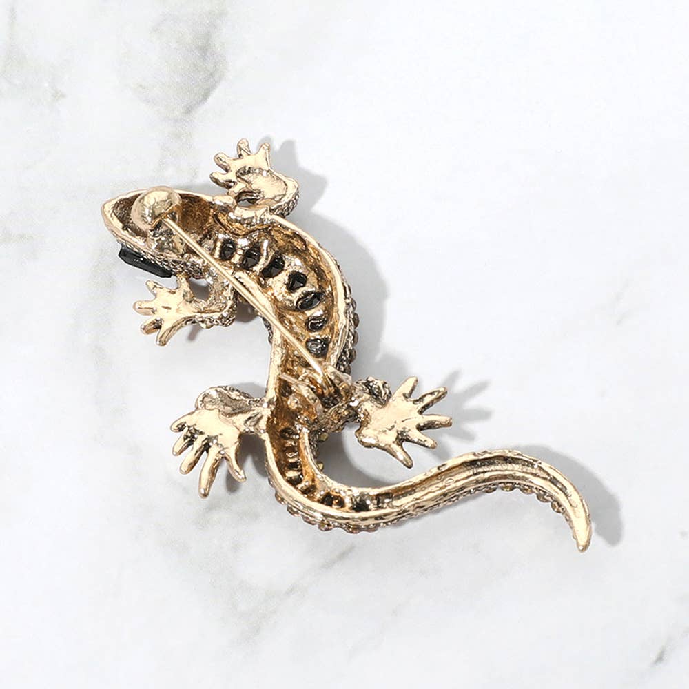 Stone Paved Lizard Brooch
