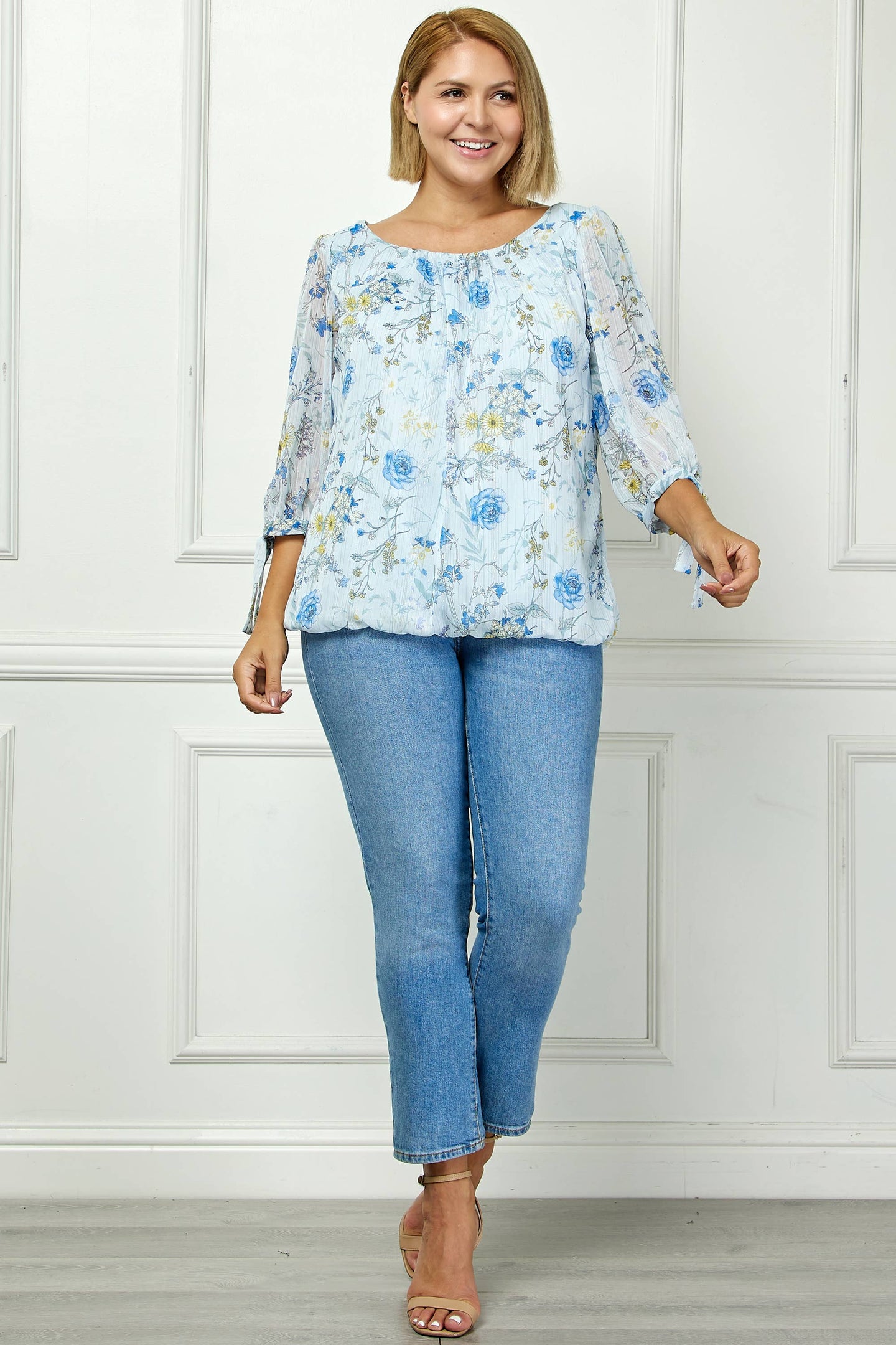 Spring Breeze Chiffon Top in Light Blue (PLUS)