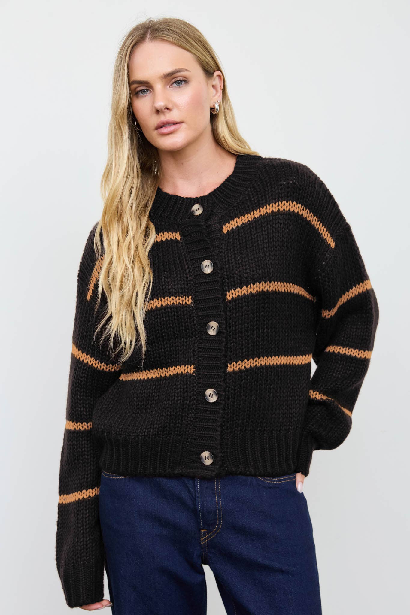 Brown & Blue Striped Cardigan (REG)