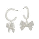 Rhinestone Bow Hoop Earrings