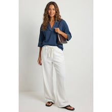 Navy Contrast Stitch Popover Top (REG)