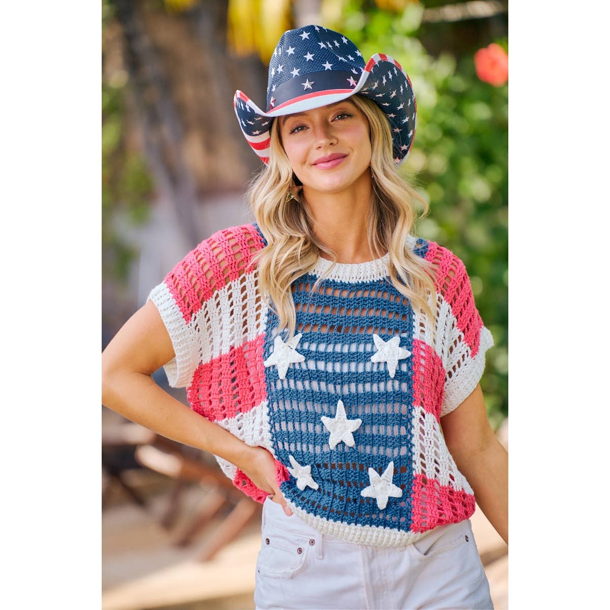 USA Star Patch Sweater Top (REG)