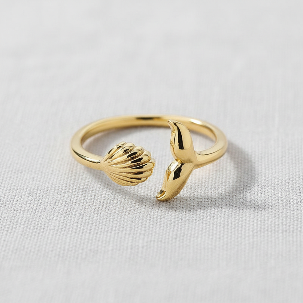 18k Whale Tail Adjustable Ring