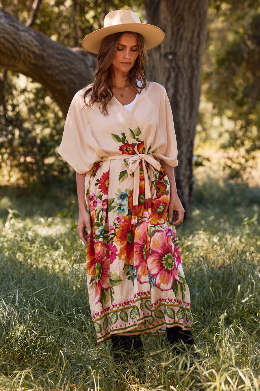 Floral Border Kimono Duster (REG)