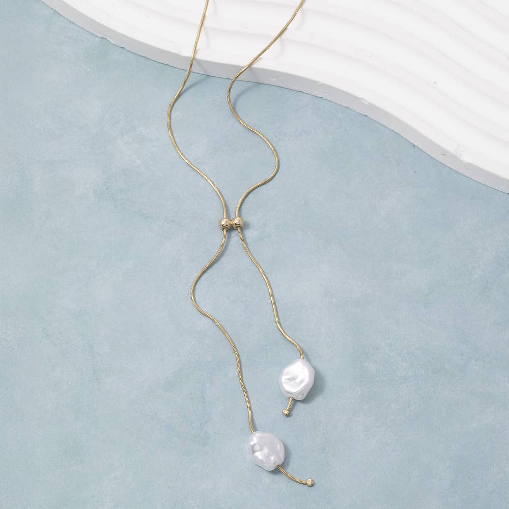 Baroque Pearl Lariat Necklace