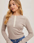 Ribbed Henley Top in Latte (REG)