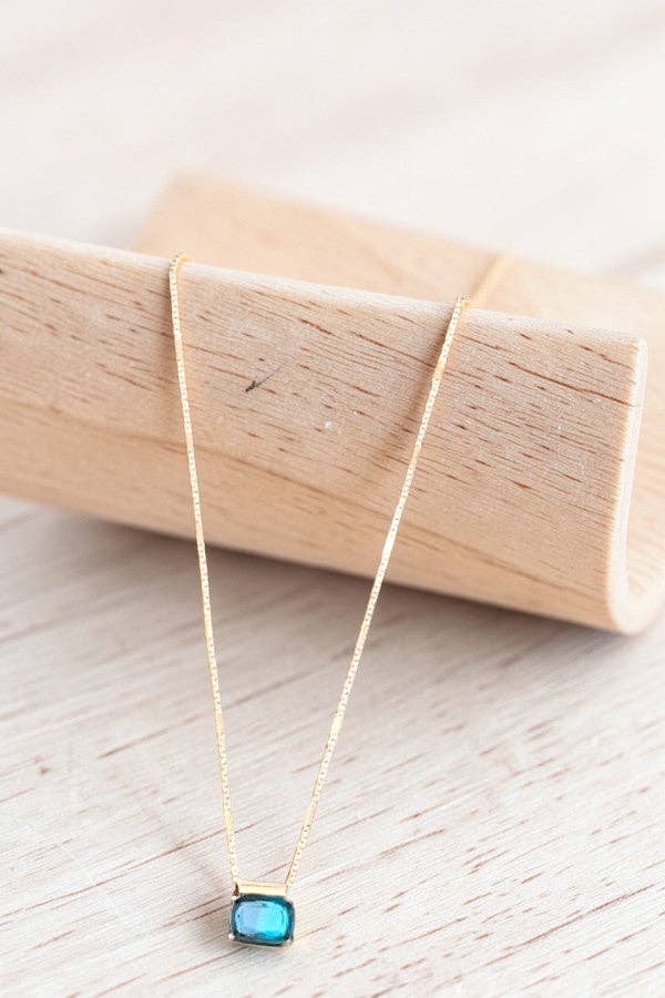 2 Tone Rectangle Stone Necklace