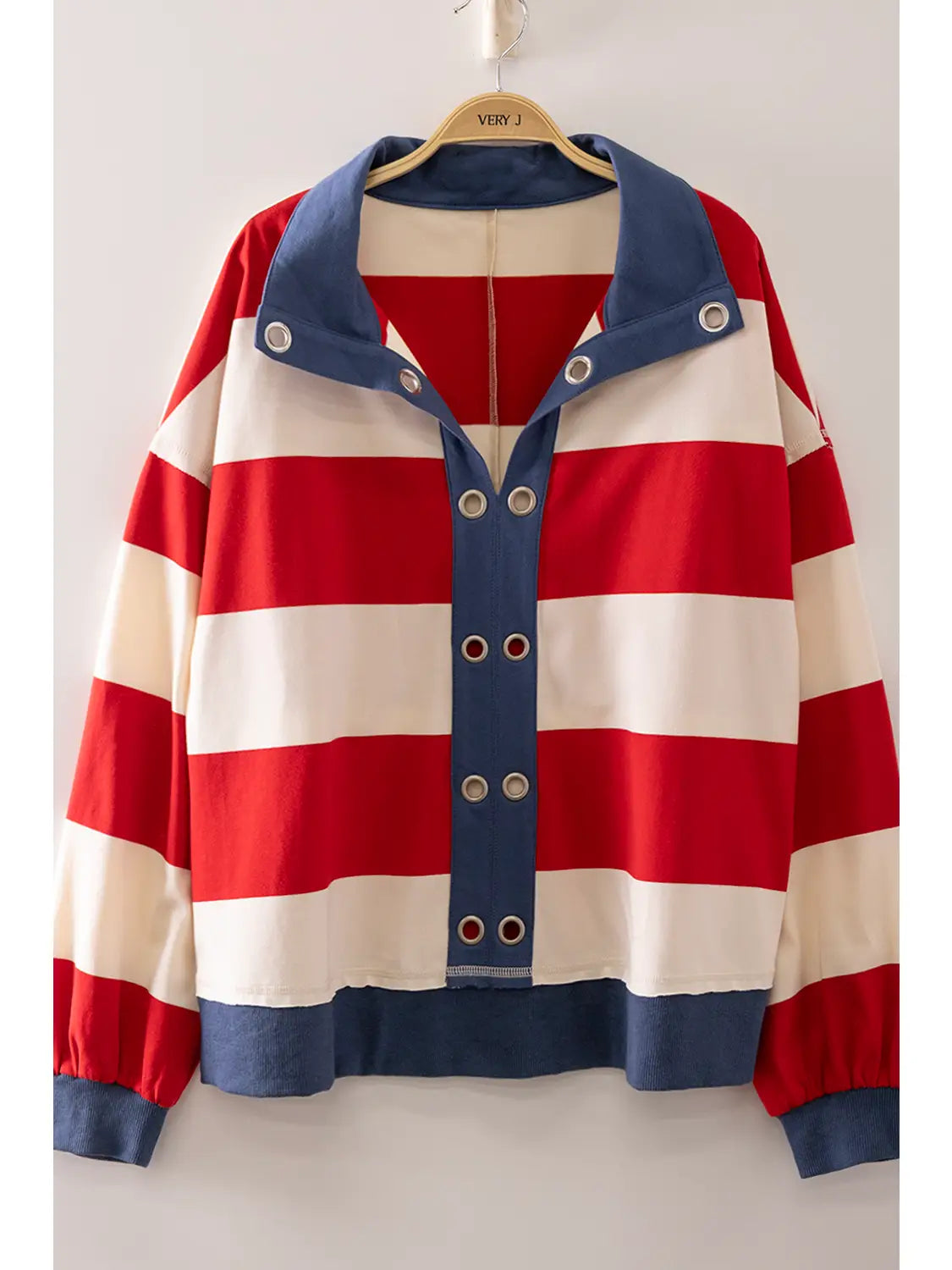 Contrast Collar Striped Top (REG)