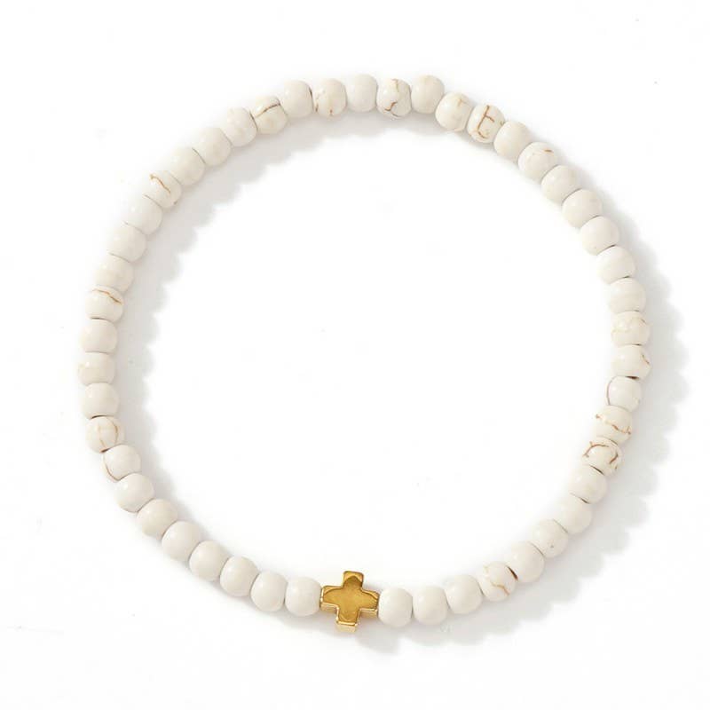 Natural Stone Boho Cross Bracelet