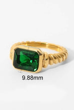 18K Stainless Steel Square Gem Ring