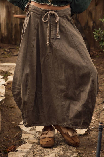 Washed Denim Balloon Skirt in Stone (REG)