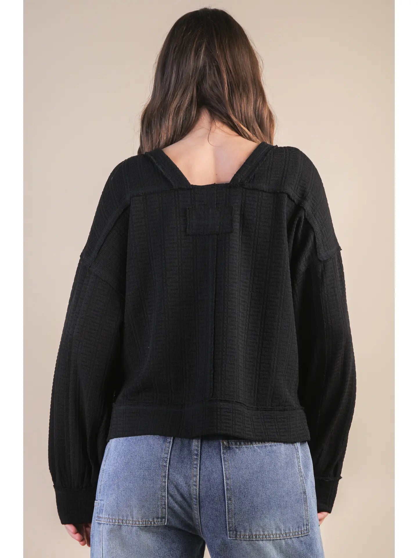 Textured Knit Top in Black (REG)
