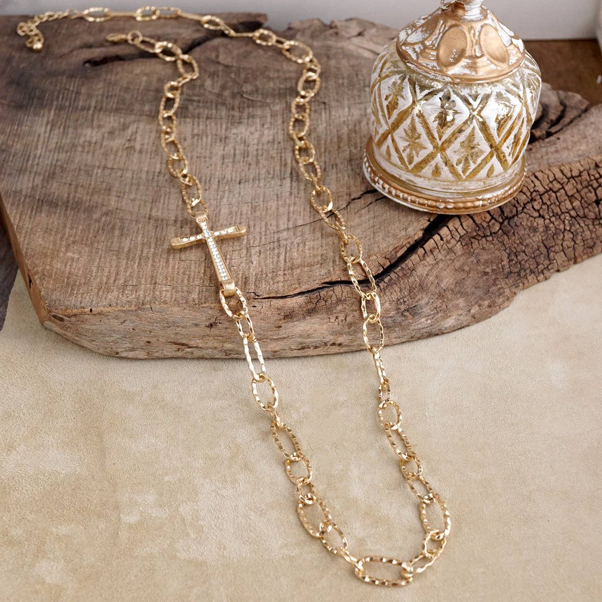Faith Line Side Cross Necklace