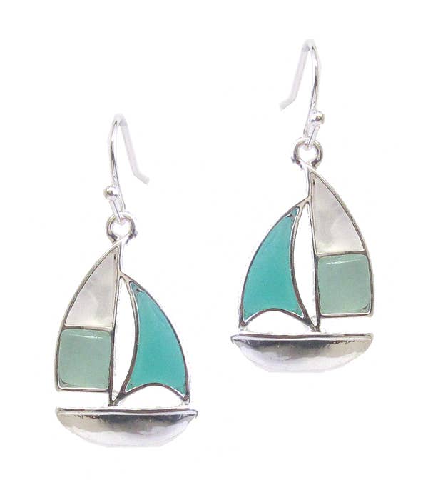 Charming Sea Glass Sailboat Earrings