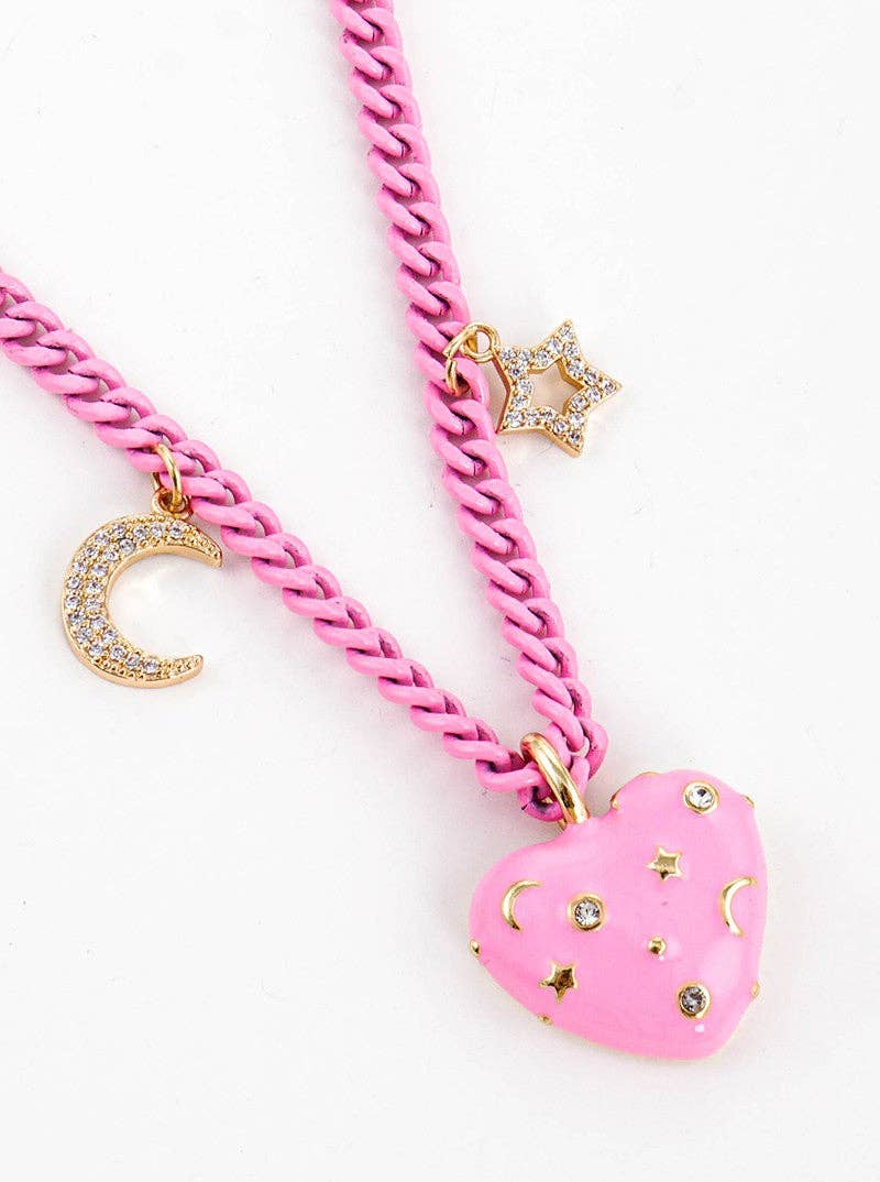 CZ Heart and Star Magnetic Necklace