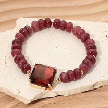 Square Gem Chunky Beaded Stretch Bracelet