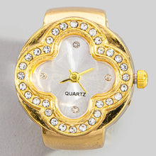 Stainless Steel CZ Clover Ring Watch