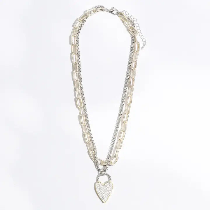 Double Chain Heart Lock Necklace