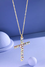 Long Abalone Crystal Cross Necklace