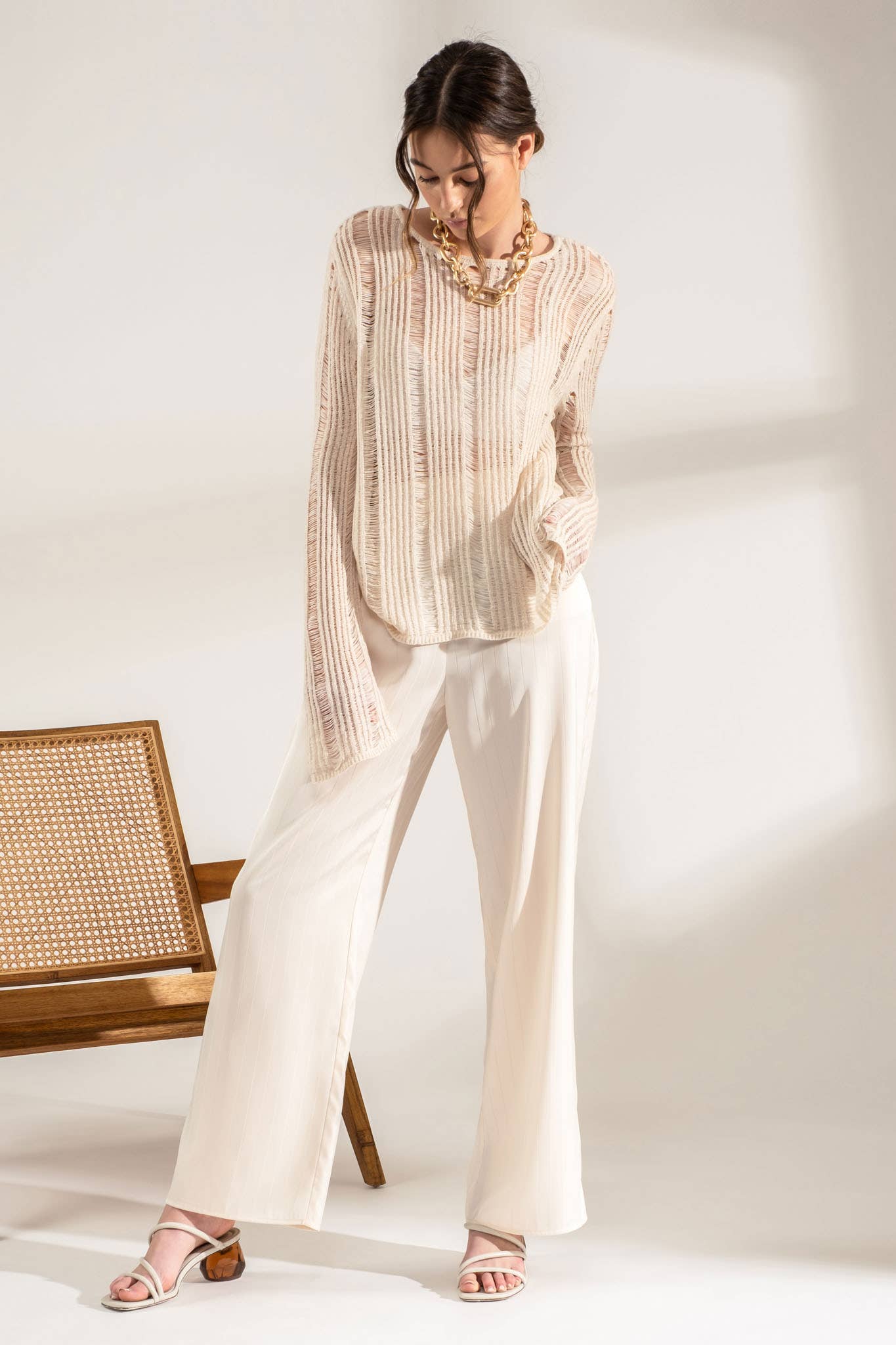 Champagne Ladder Knit Sweater (REG)