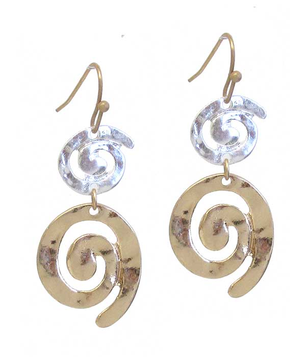 Mixed Metal Swirl Earrings