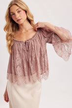Eyelash Lace Blouse Top in Mauve (REG)