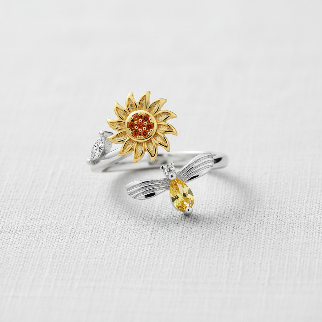 Sunflower Teardrop Ring