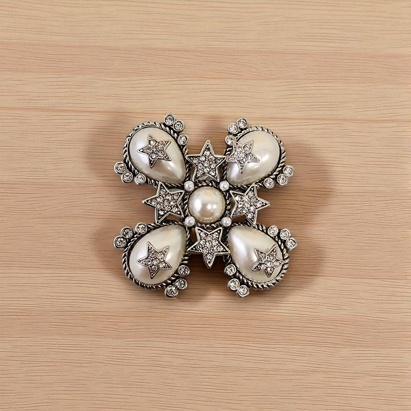 Vintage Pearl and Star Brooch