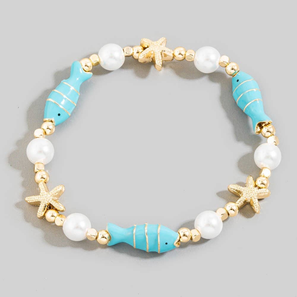 Fish, Pearl, And Starfish Bracelet