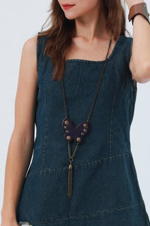 Studded Butterfly Fringe Necklace