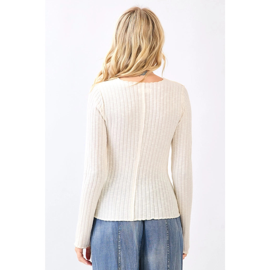 Lettuce Hem Top in Cream (REG)