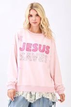 Jesus Saves Patchwork Sweatshirt in Icy Pink (REG)