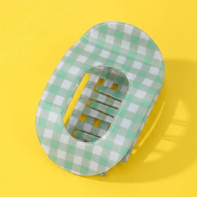 Lay Flat Gingham Claw Clip