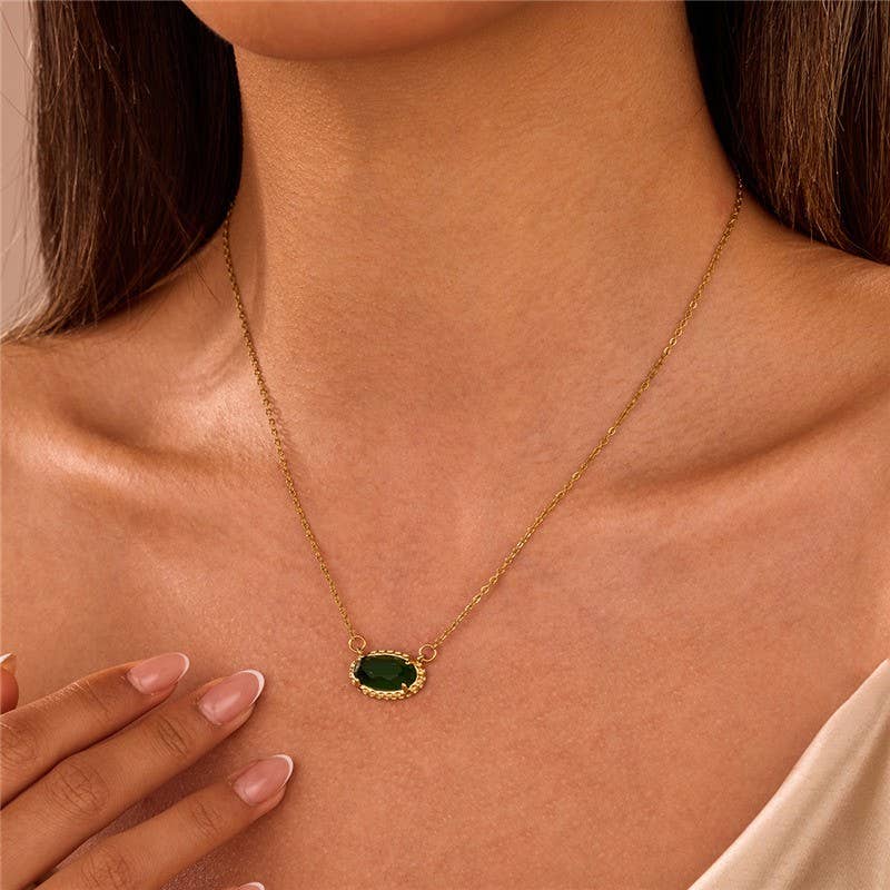 Oval Gemstone Necklace