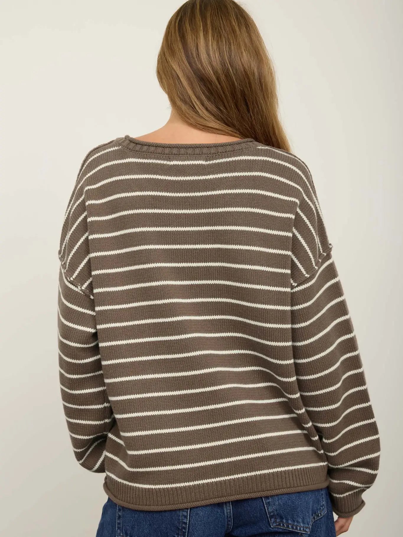 Cream Striped Sweater in Taupe (REG)