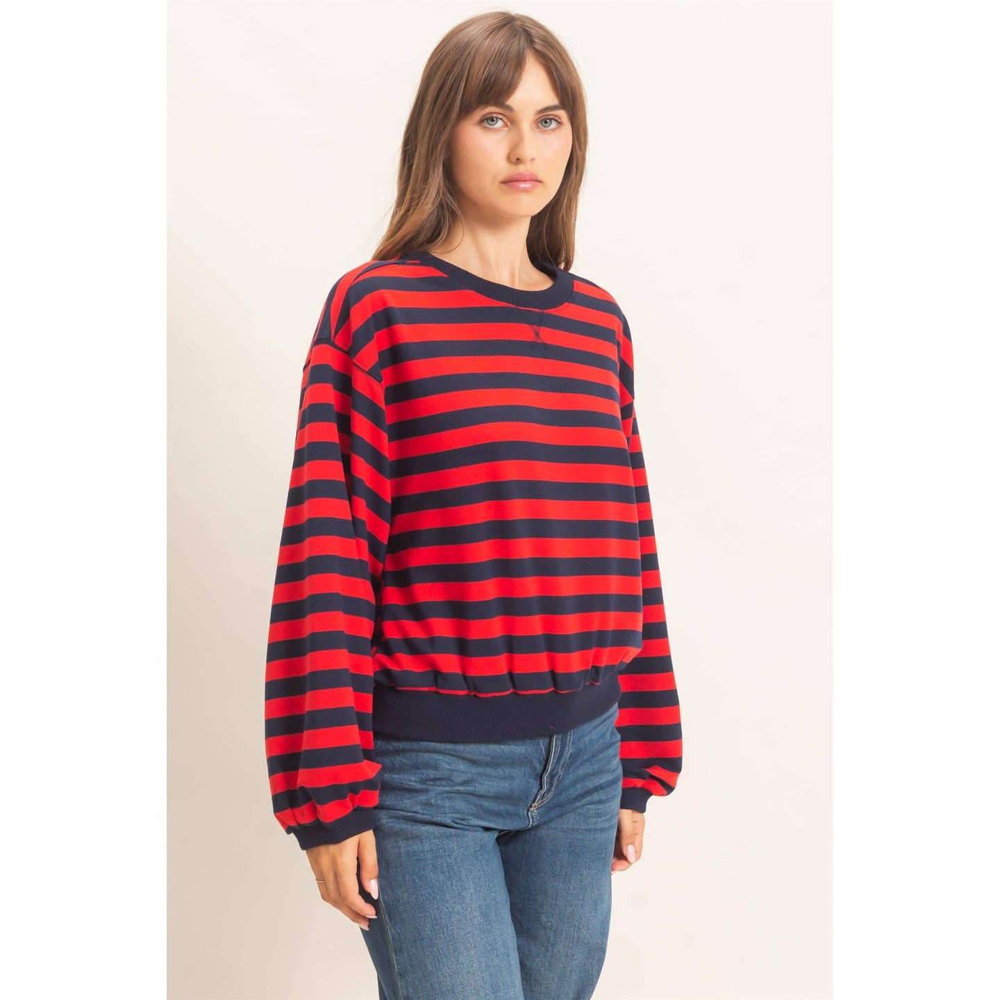 Lyla Striped Sweatshirt in Red (REG)