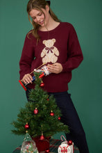 Teddy Bear Pullover Sweater in Burgundy (REG)