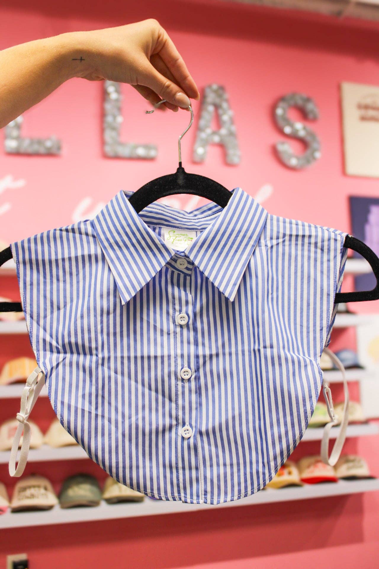 Blue Striped Dickey Collar