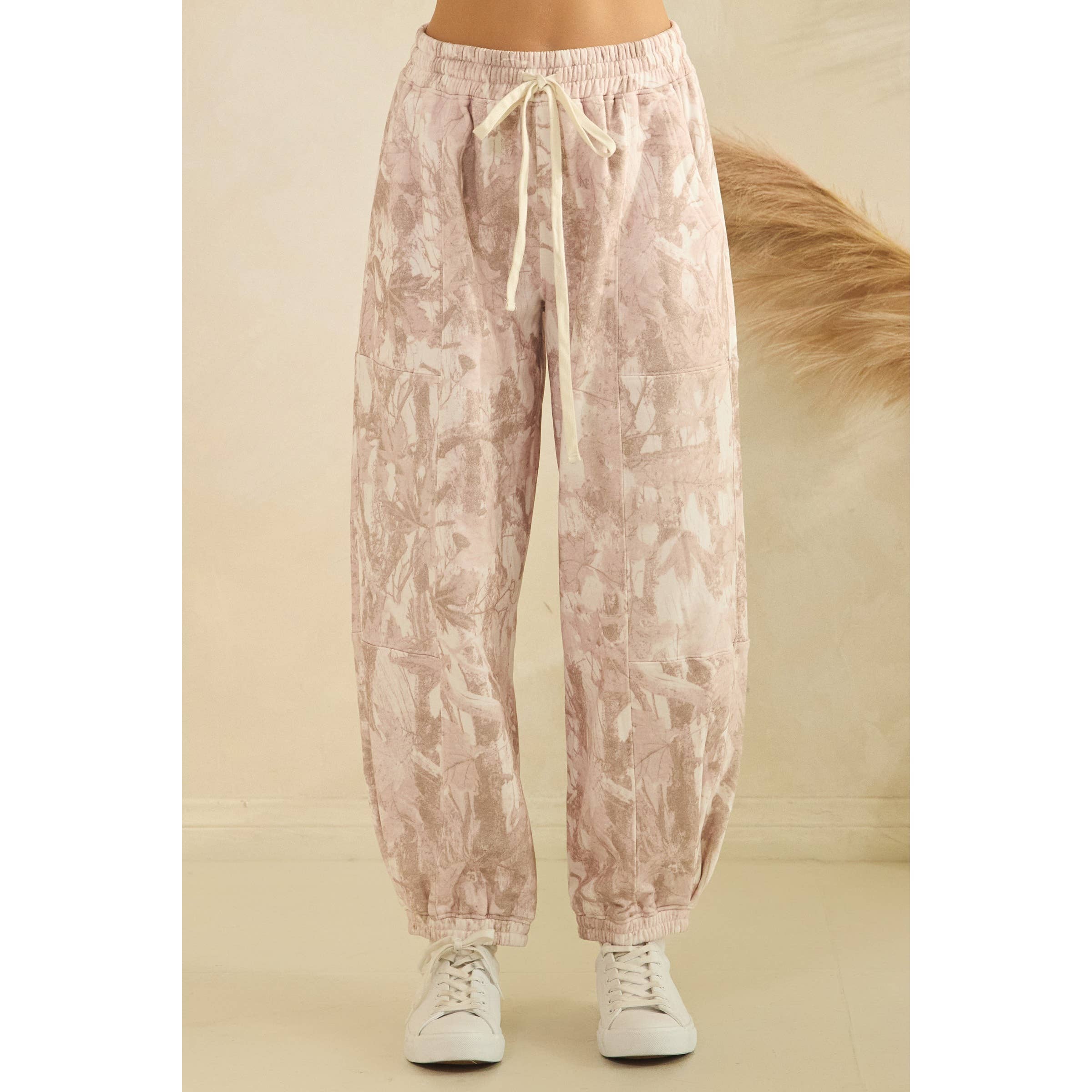 Printed French Terry Pants in Pink Camo (REG)