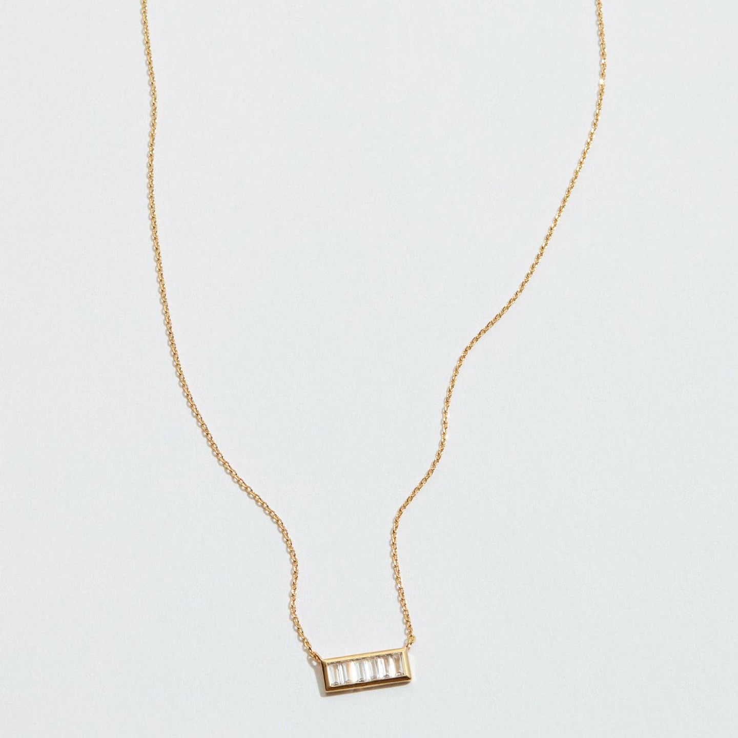 Gold Bar Baguette Necklace