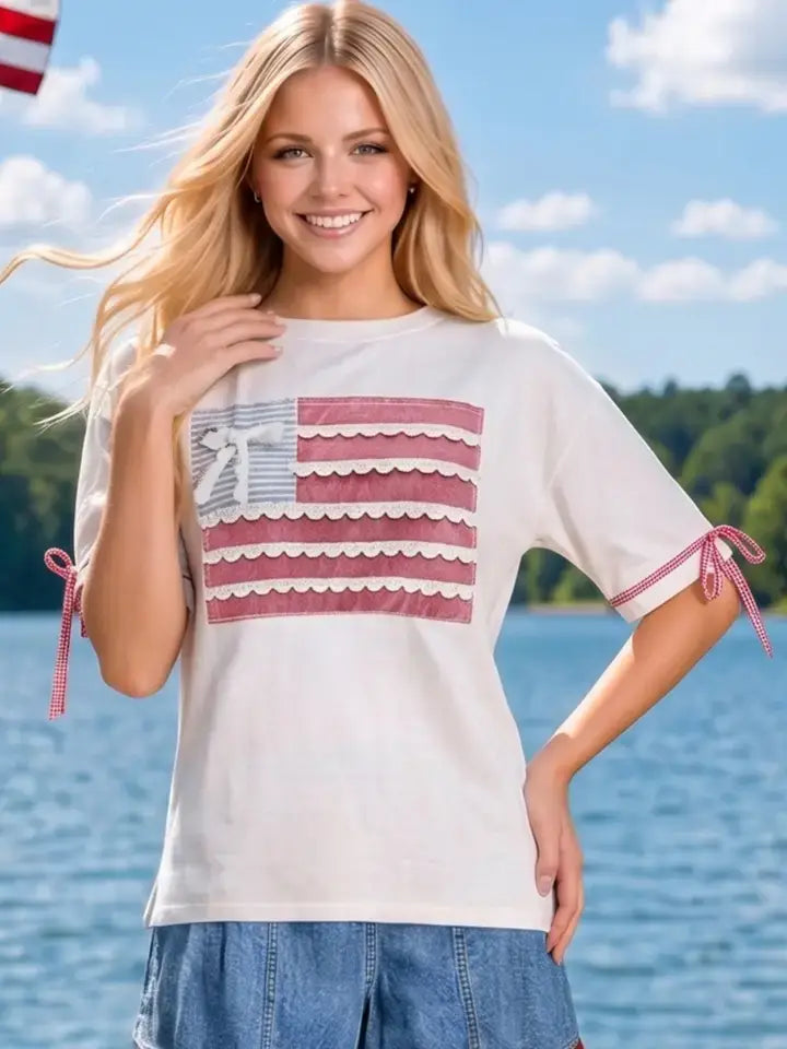 USA Lace and Bow Top (REG)