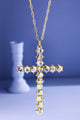 Long Abalone Crystal Cross Necklace