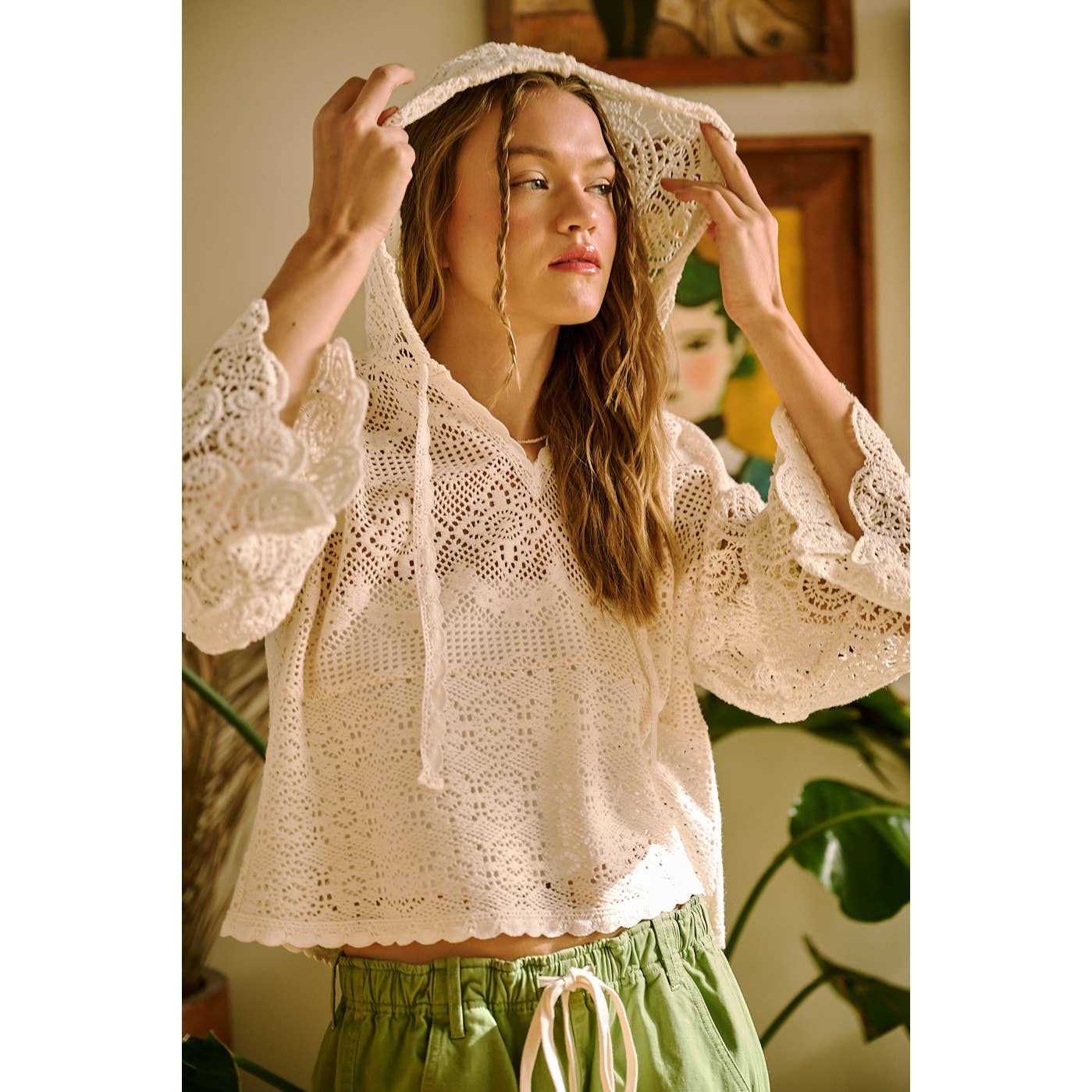 Crochet Lace Hoodie Top (REG)